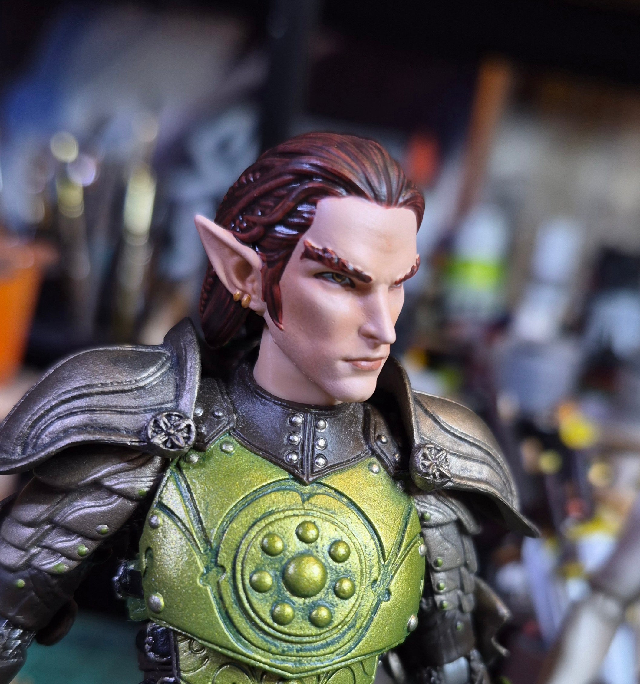 Brown Haired Male Elf Head For Legions