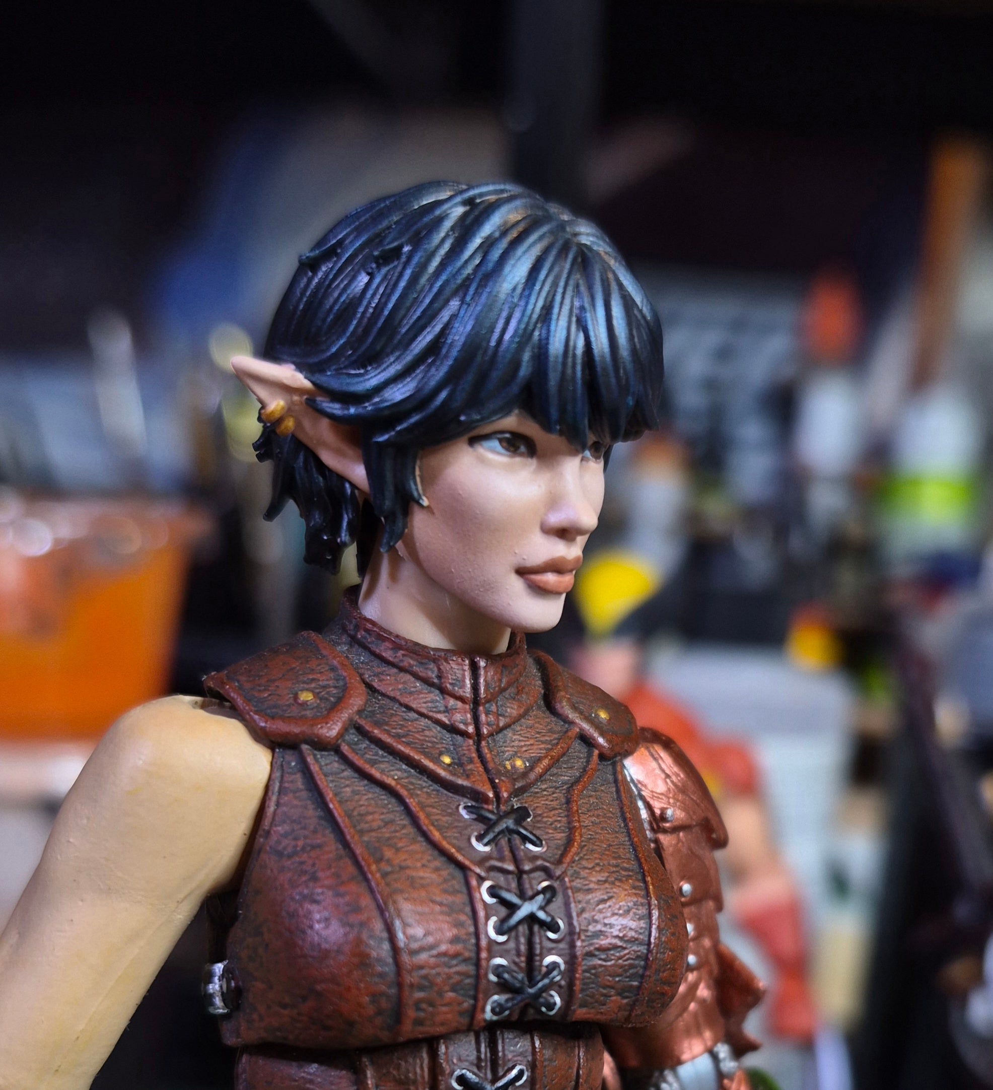Black Haired Female Elf Head For Legions