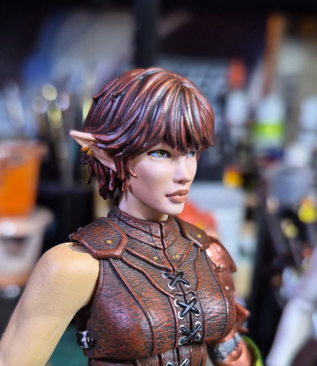 Brown Haired Female Elf Head For Legions