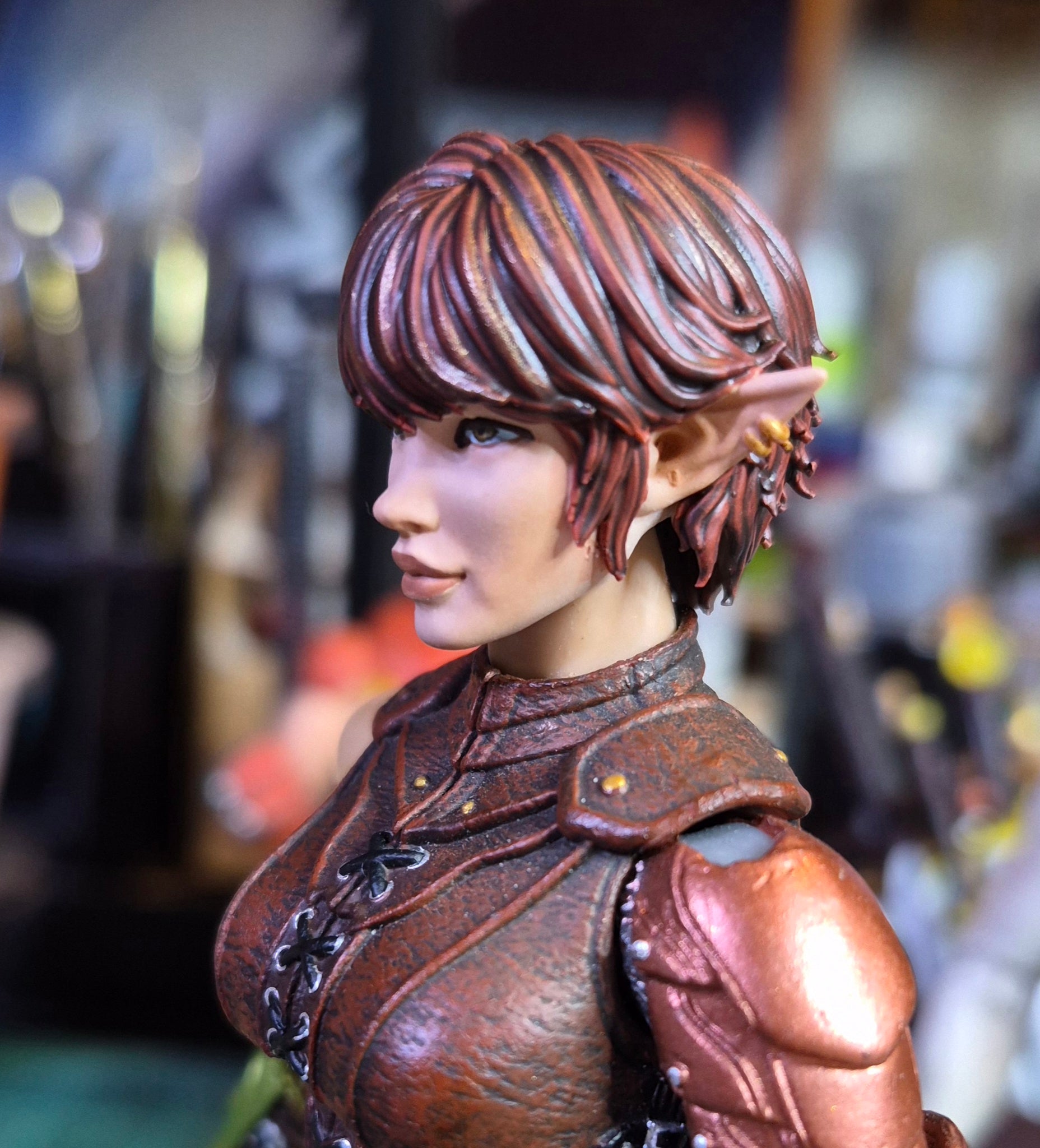 Brown Haired Female Elf Head For Legions