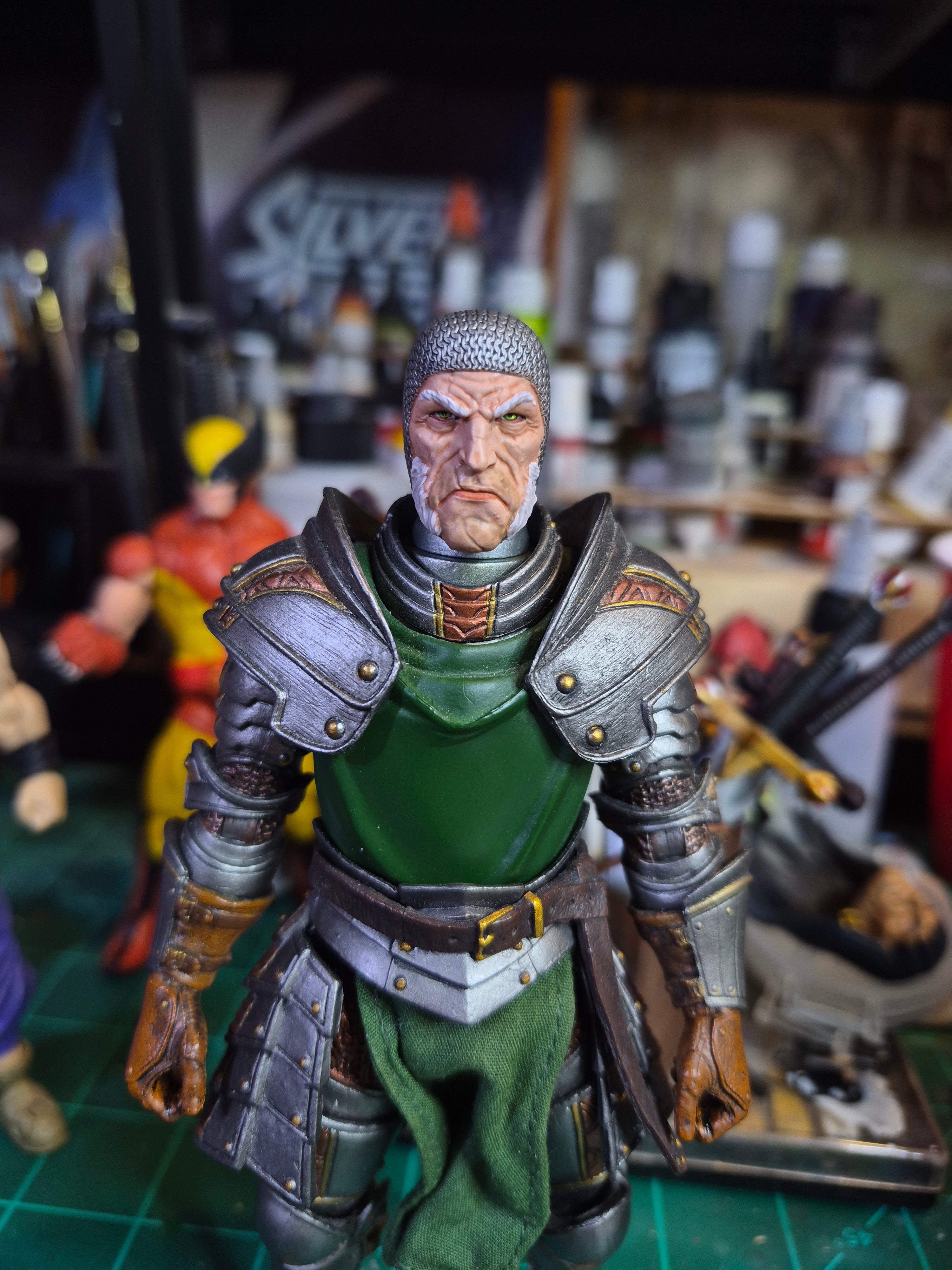 White Haired Human Veteran head with Helmet for Legions