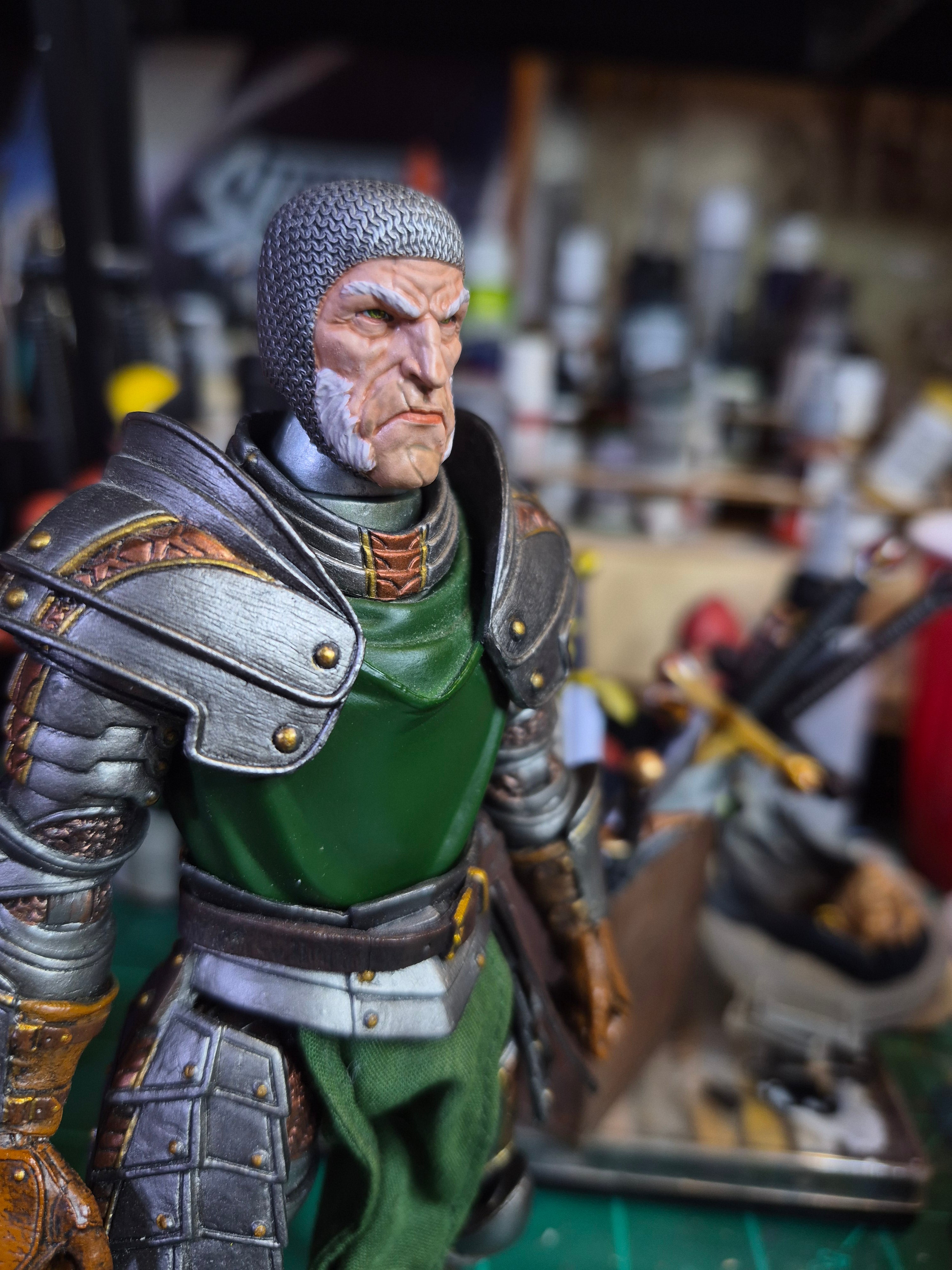 White Haired Human Veteran head with Helmet for Legions