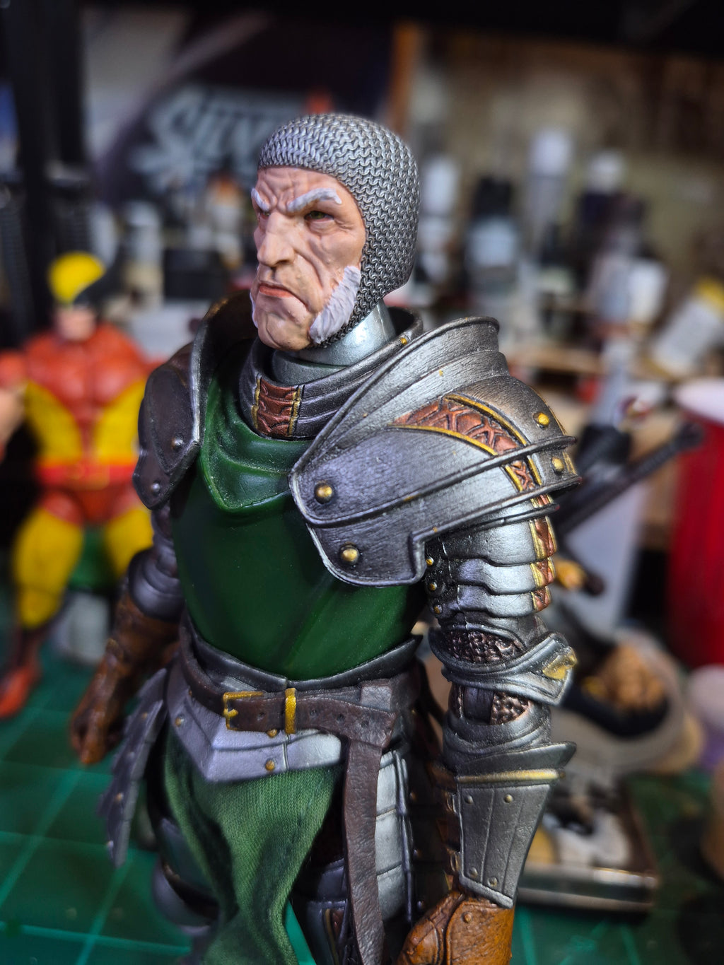 White Haired Human Veteran head with Helmet for Legions