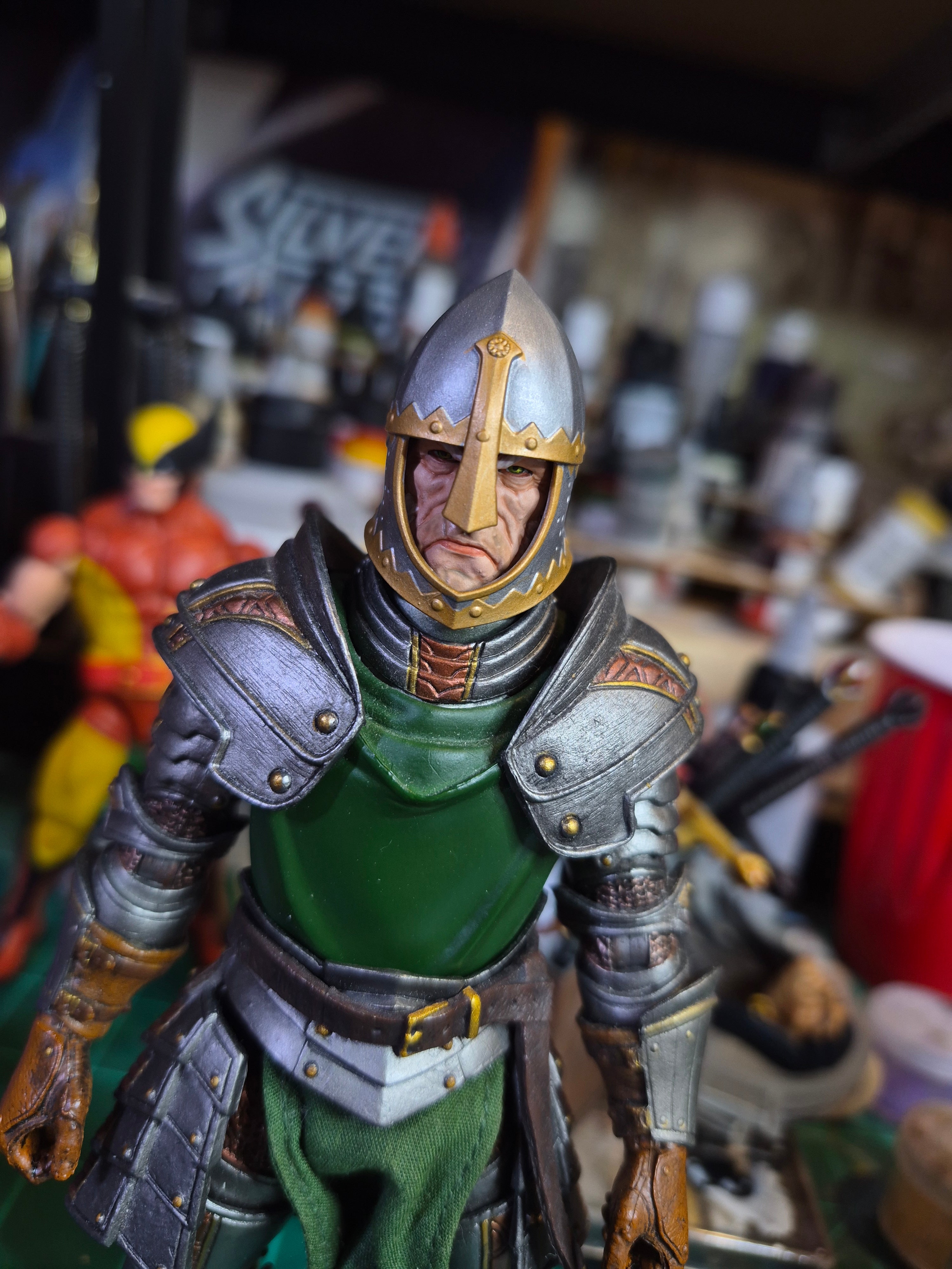 White Haired Human Veteran head with Helmet for Legions