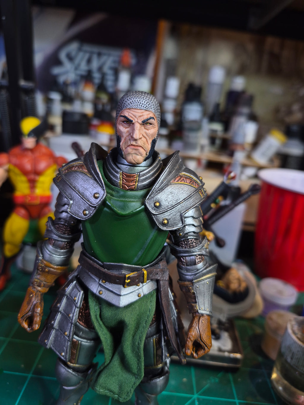 Black Haired Human Veteran head With Helmet for Legions