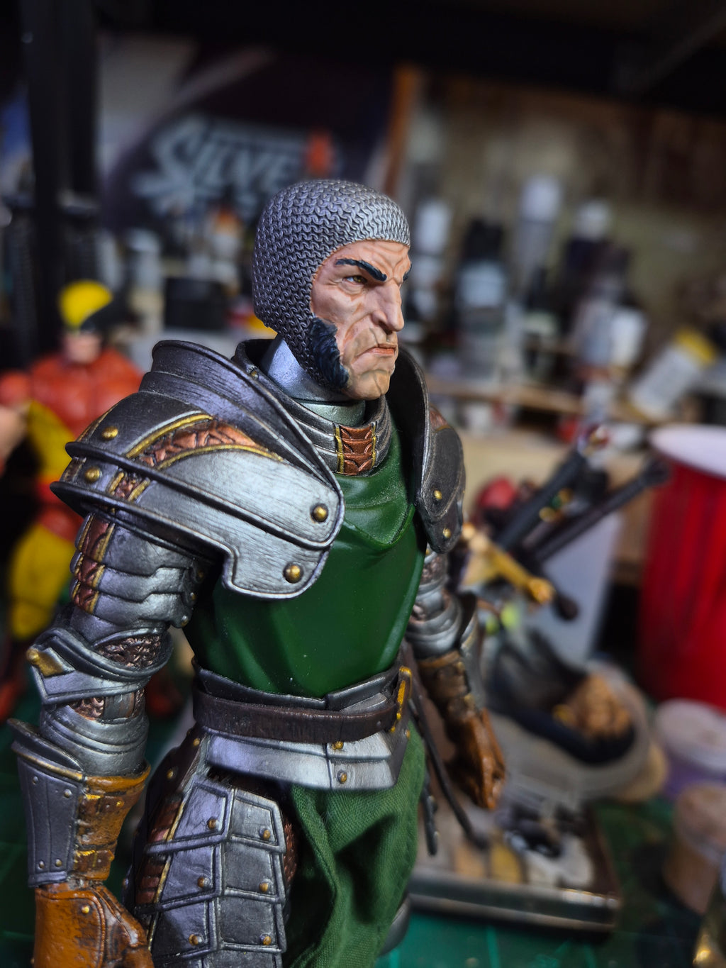 Black Haired Human Veteran head With Helmet for Legions
