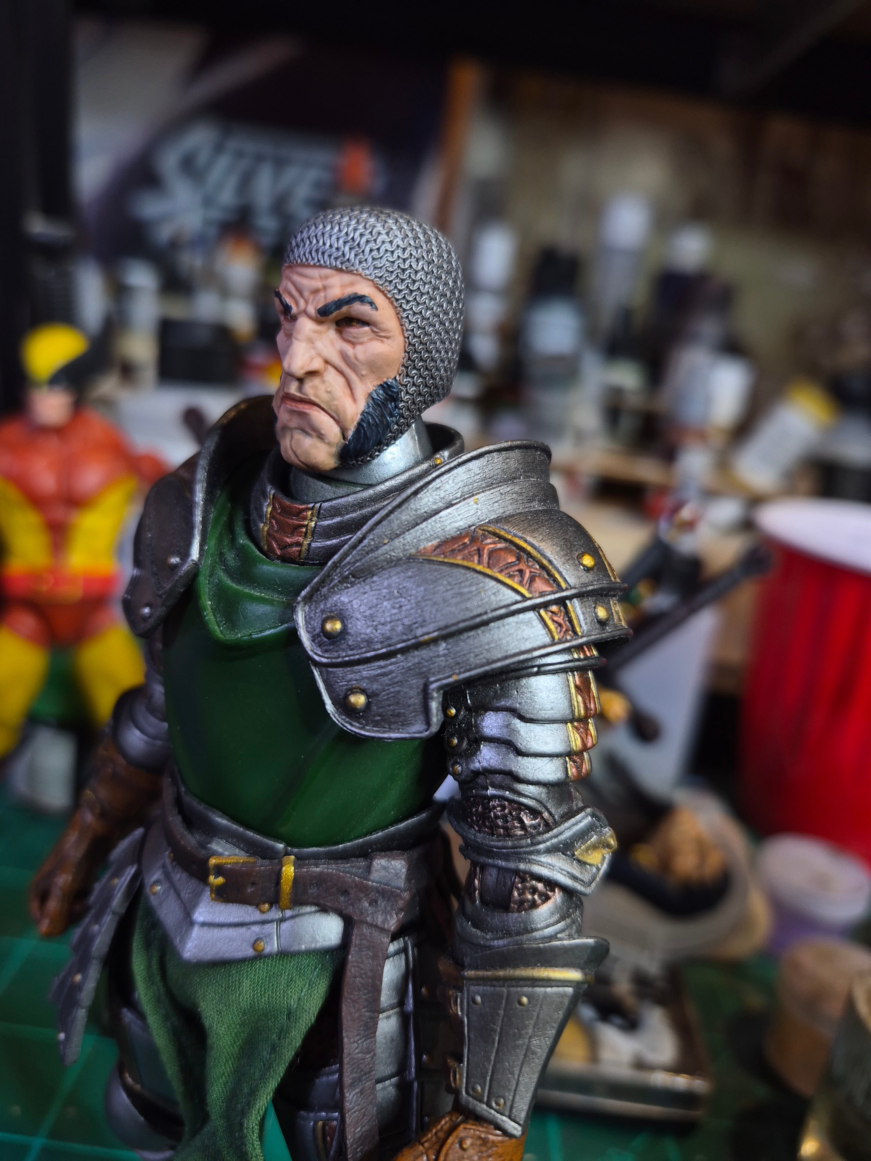 Black Haired Human Veteran head With Helmet for Legions