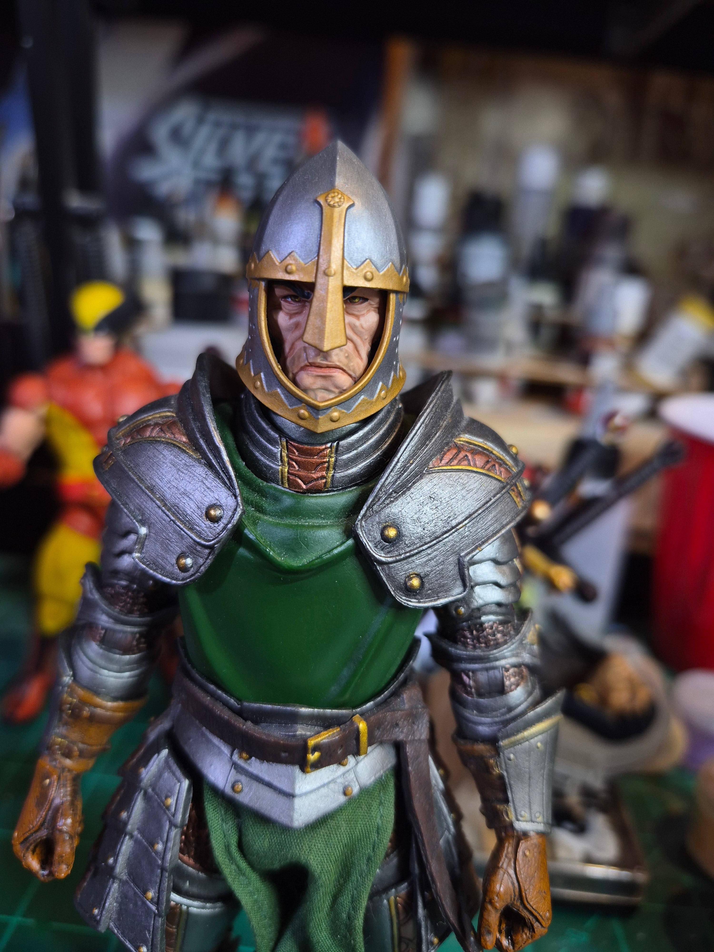 Black Haired Human Veteran head With Helmet for Legions