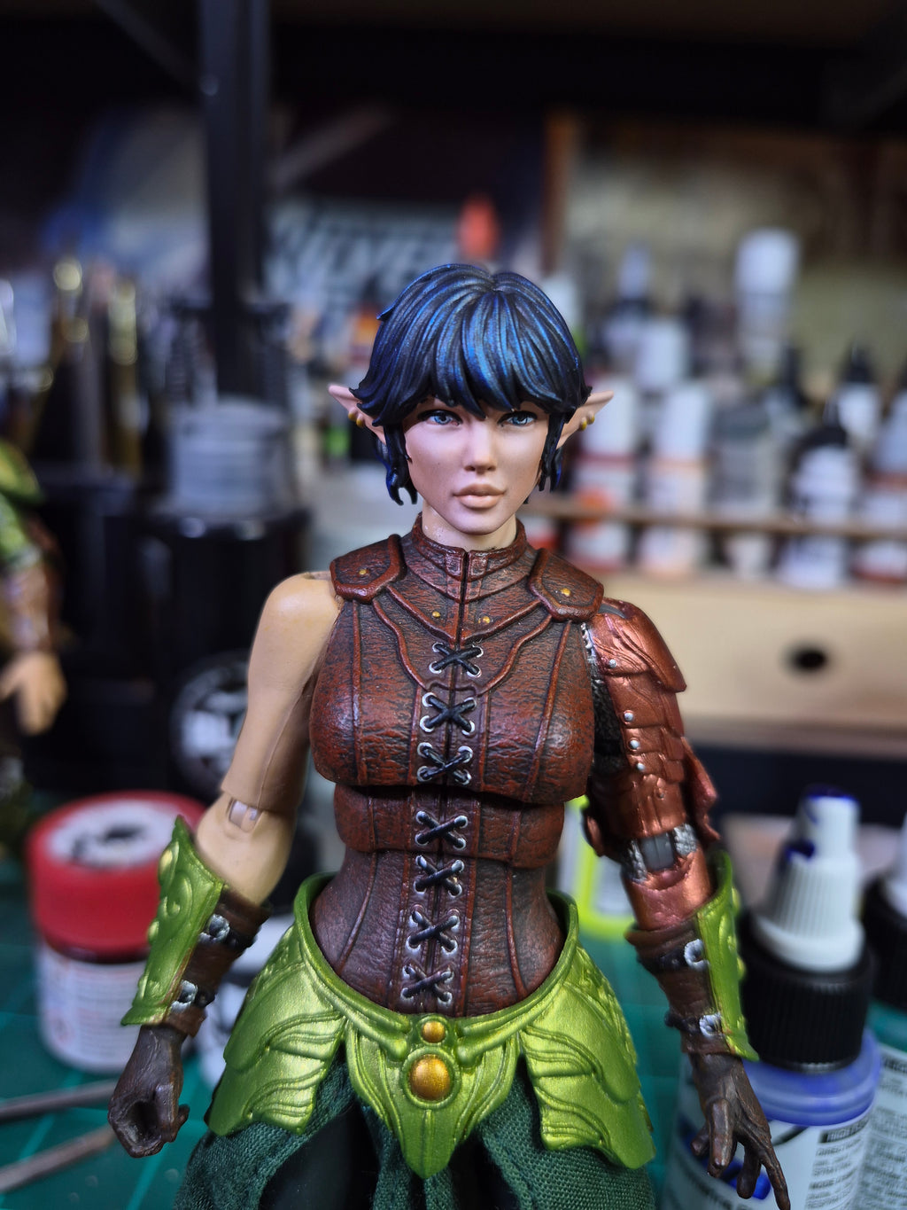 Black Haired Female Elf Head for Legions