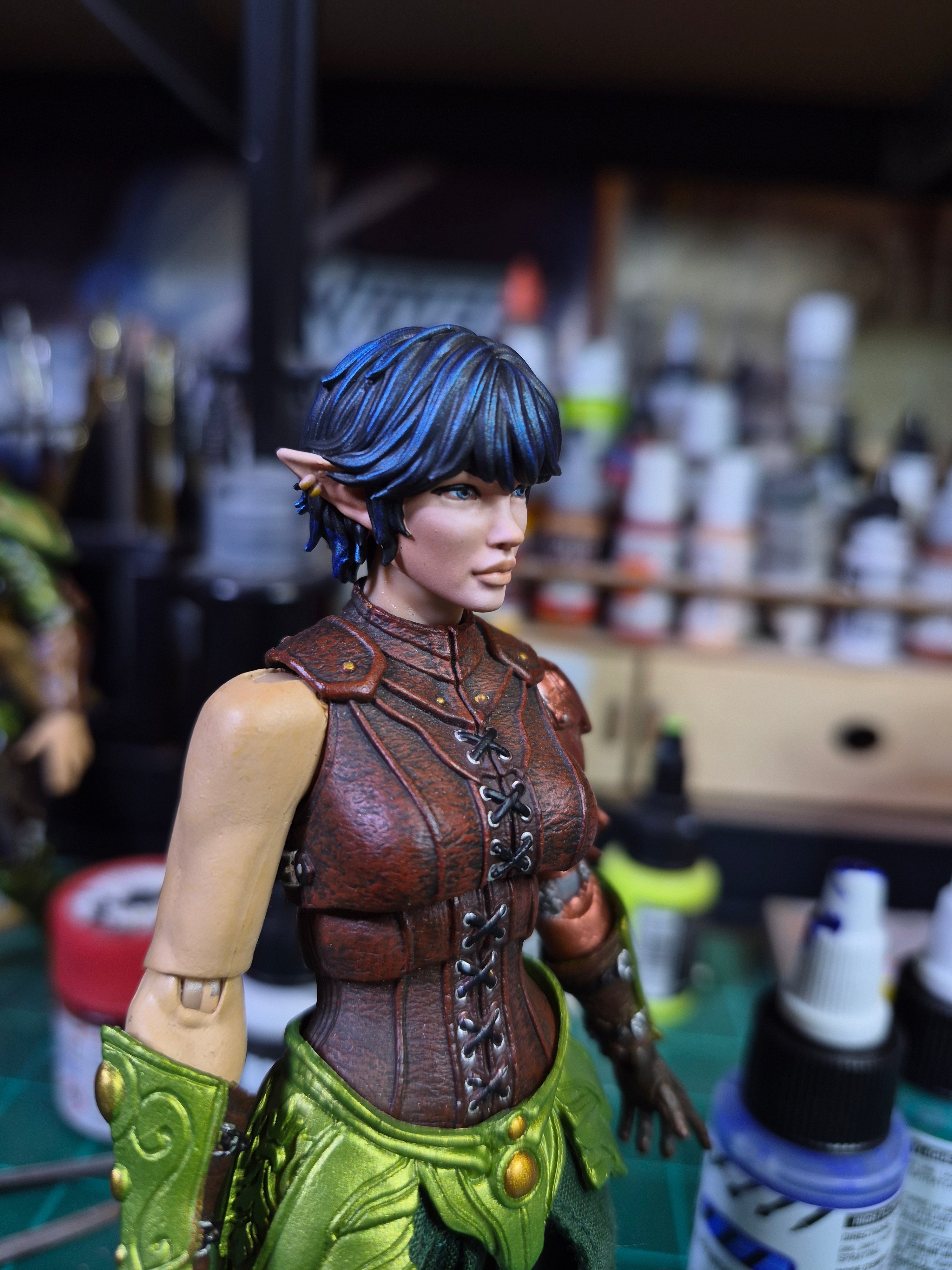 Black Haired Female Elf Head for Legions