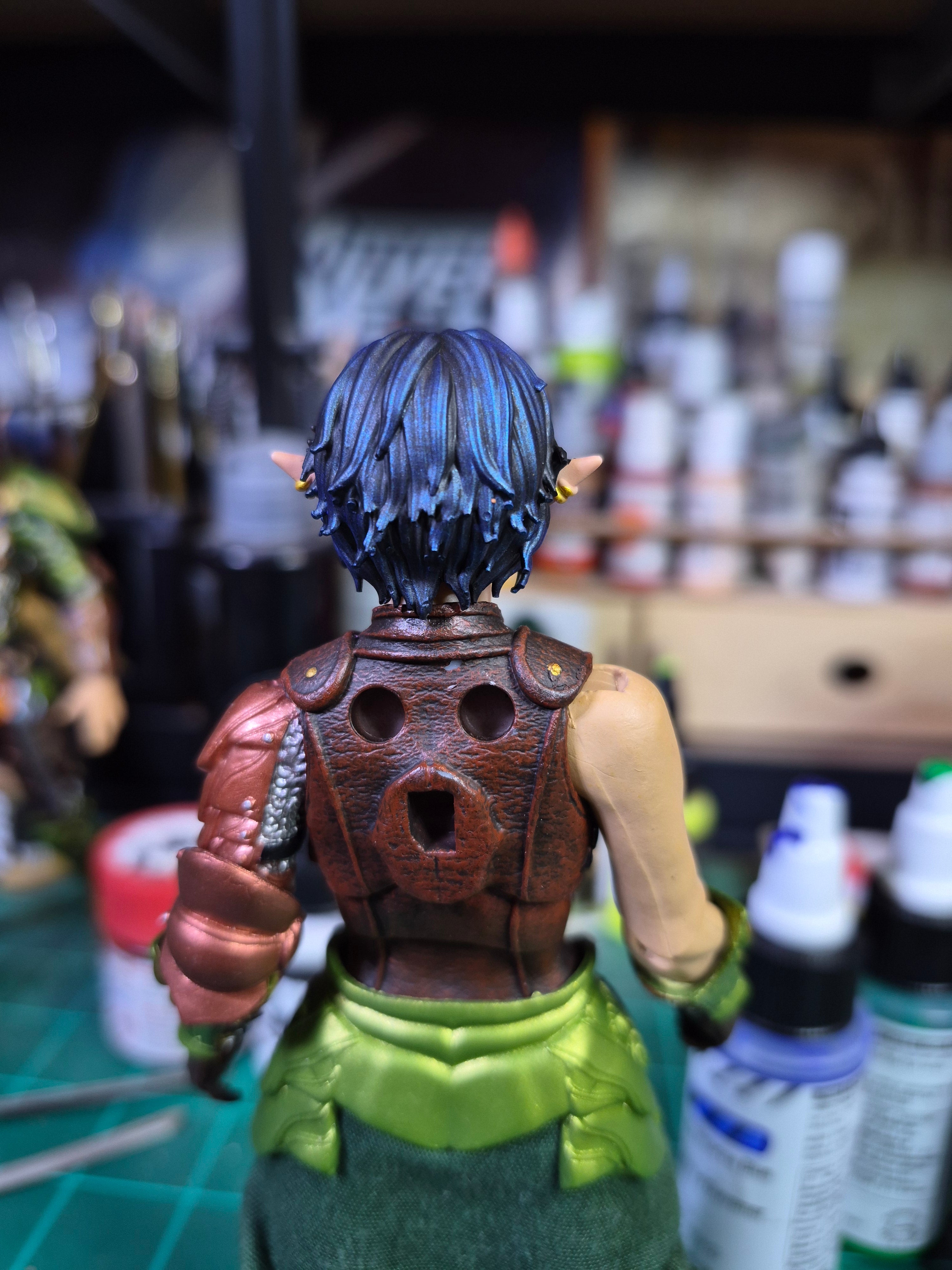 Black Haired Female Elf Head for Legions