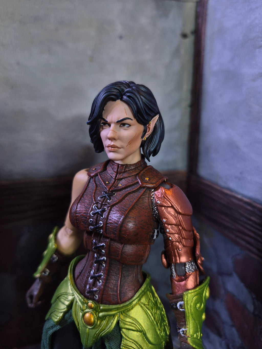 Black Haired Female Elf head for Legions