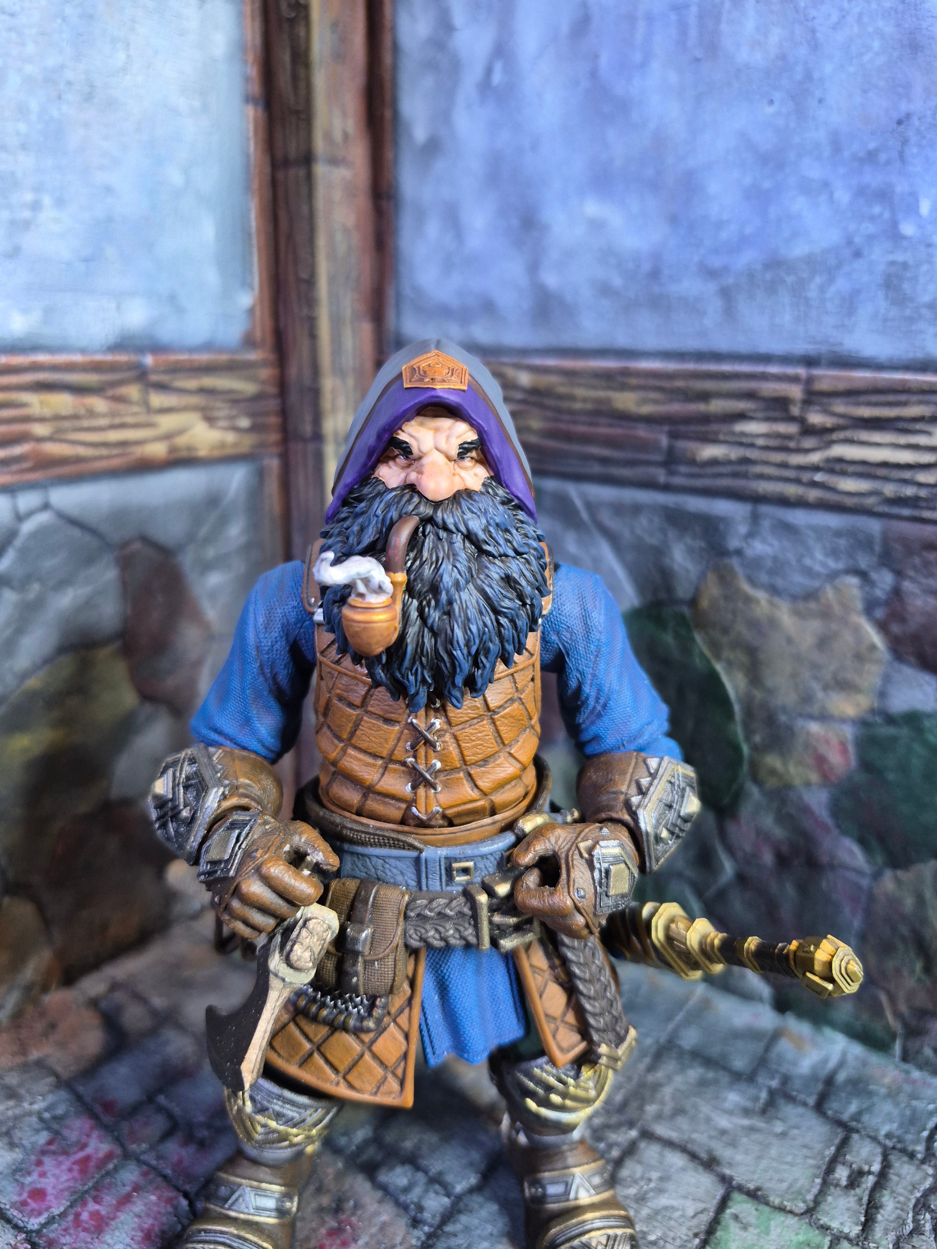 Black haired hooded Dwarf head for Legions