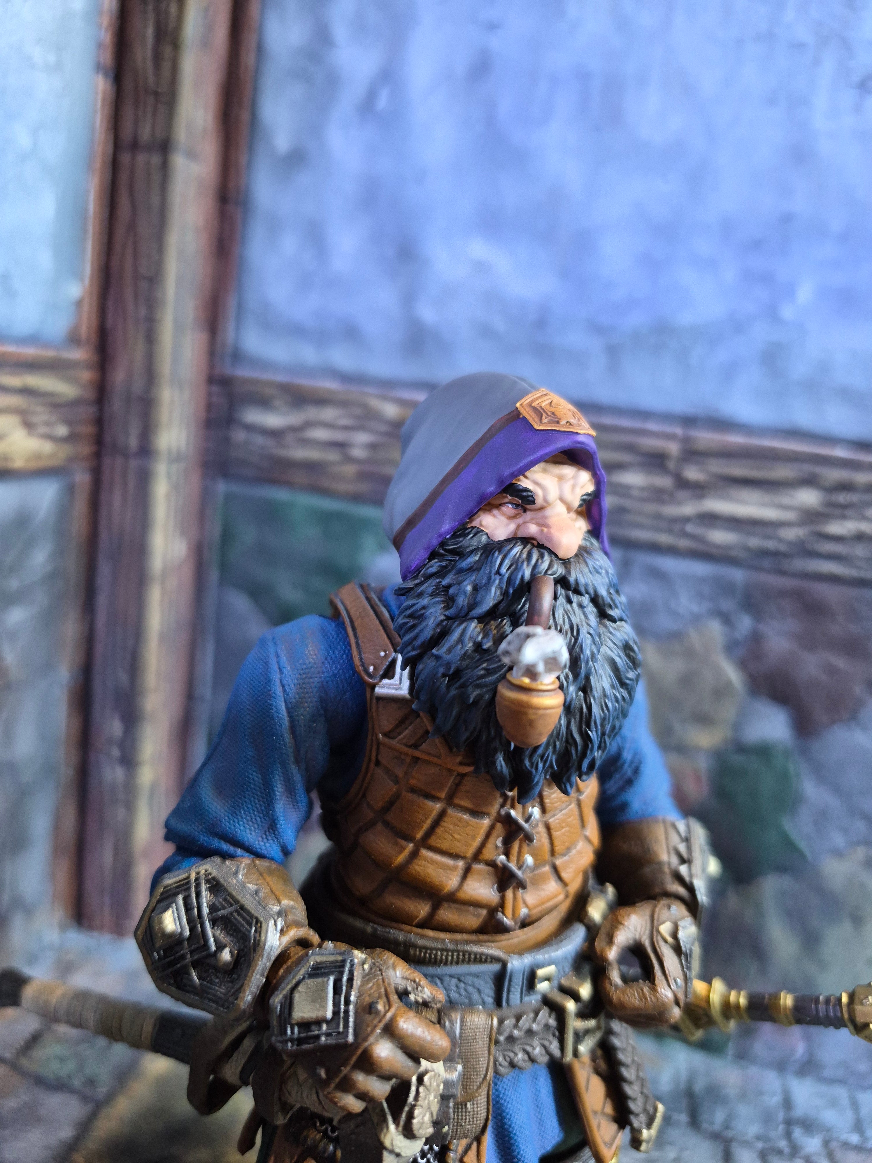 Black haired hooded Dwarf head for Legions