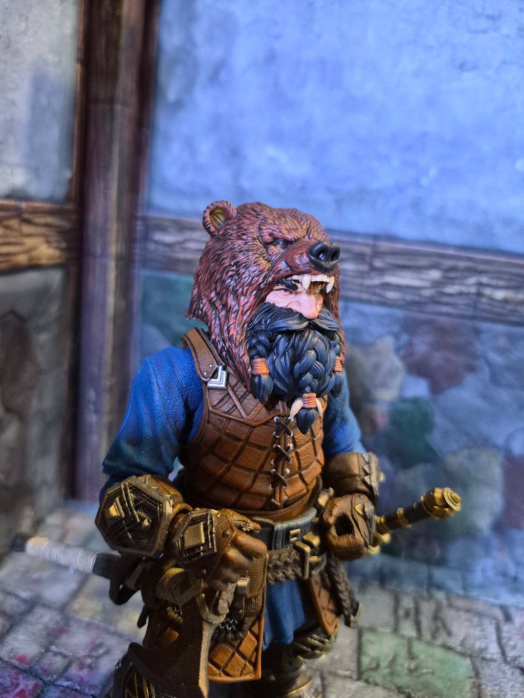 Black Haired Bear Hunter Dwarf head for Legions