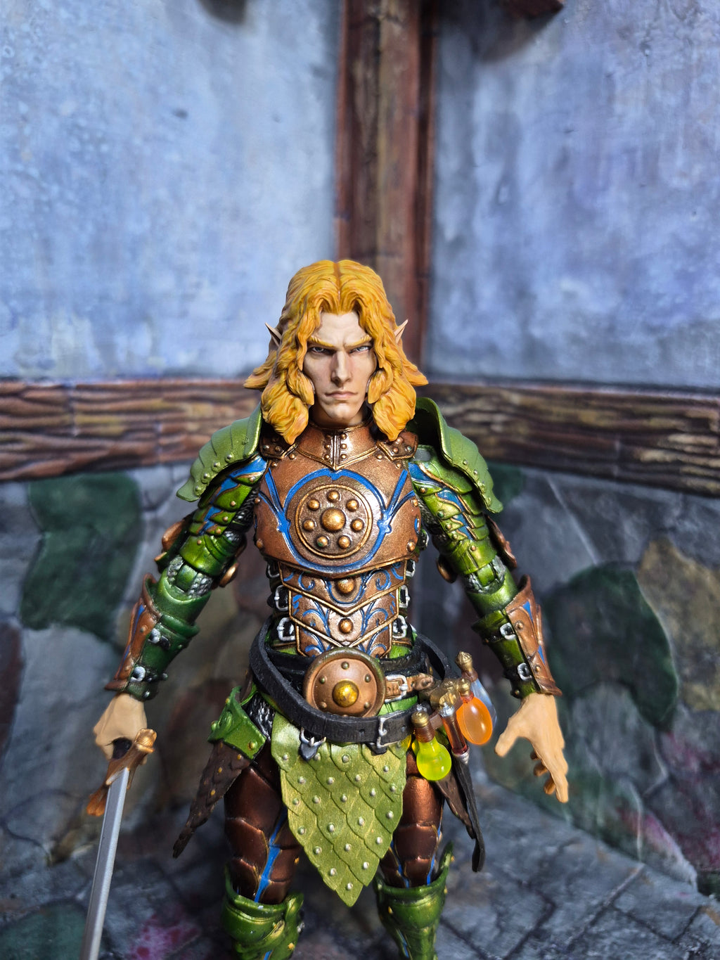 Blonde Long Hair Male Elf head for V2 Legions