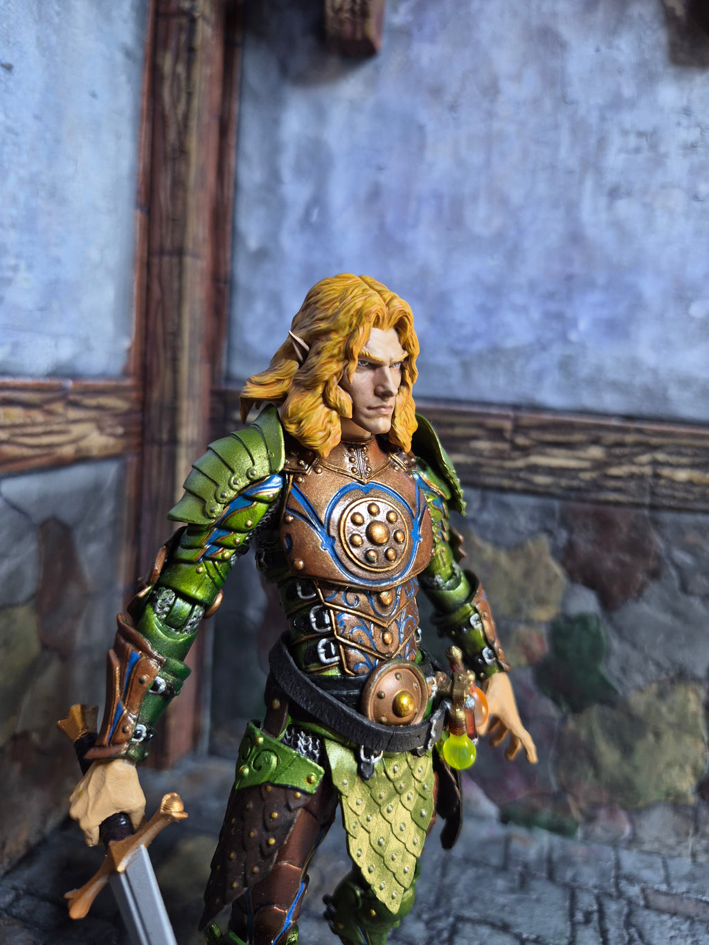 Blonde Long Hair Male Elf head for V2 Legions
