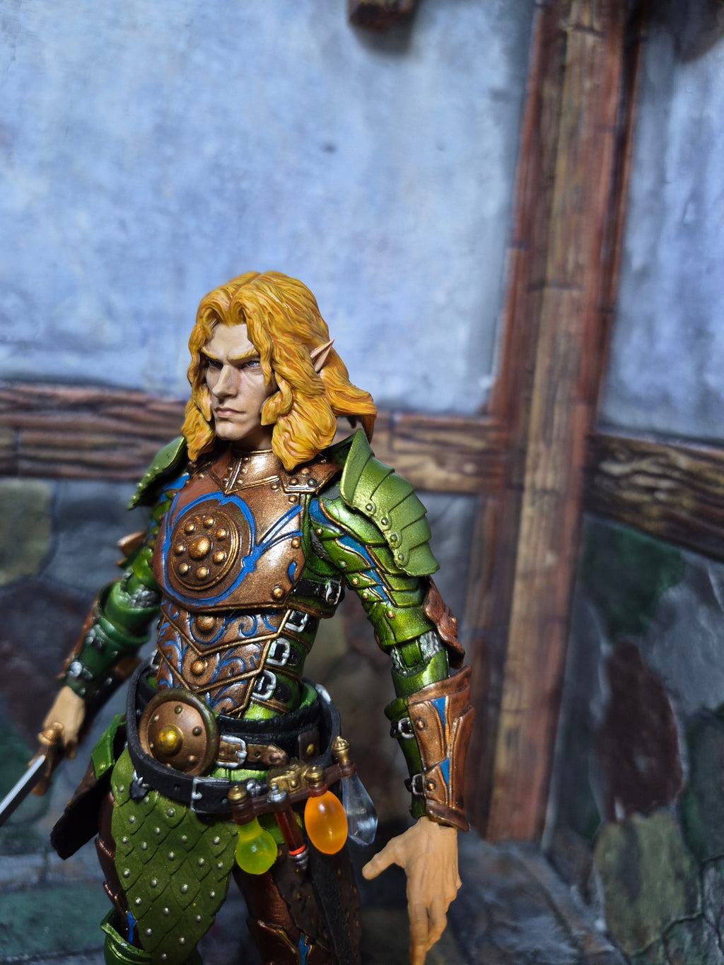 Blonde Long Hair Male Elf head for V2 Legions