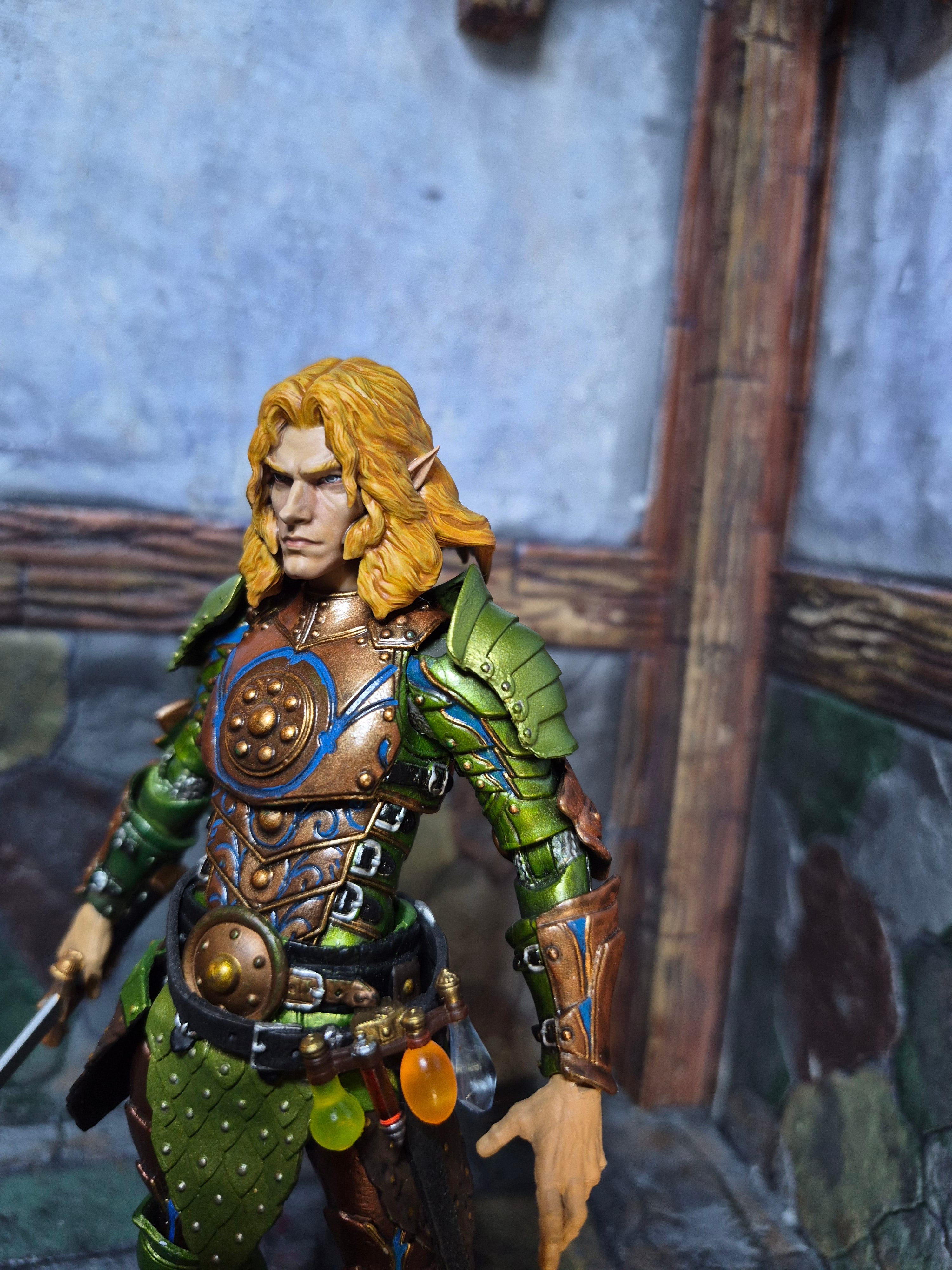Blonde Long Hair Male Elf head for V2 Legions